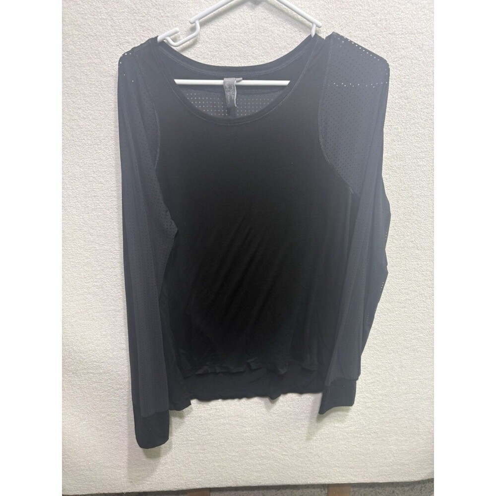 Sweaty Betty Black Breeze Long Sleeve Merino Wool Mesh Active Top Thumbholes XL